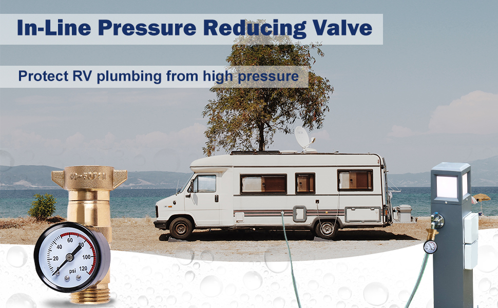 Cupohus Brass RV Water Pressure Regulator (4050PSI) with