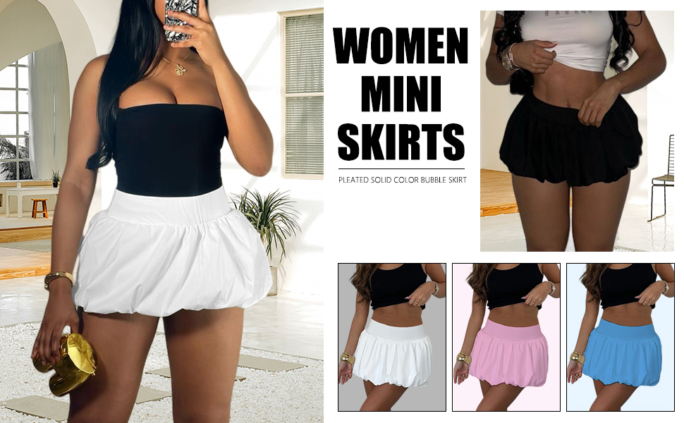 Amazon.com: Lucuna Women's Bubble Skirt Mini Skirt Sexy High