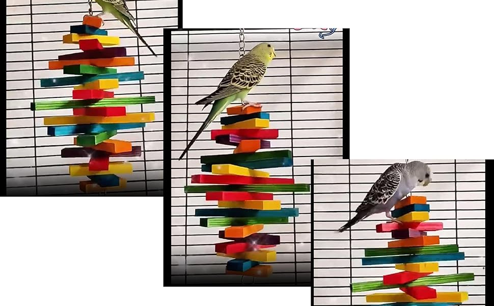 Amazon | （bellarino）鳥 おもちゃ 吊り下げ 天然木 オウム 鳥