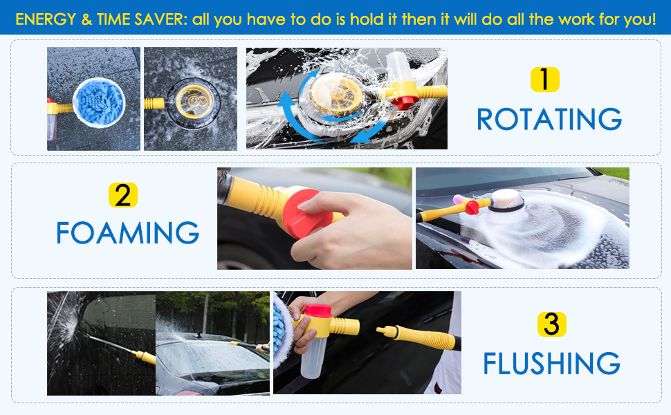 Lodintech Rotating Car Wash Brush with Hose Attachment