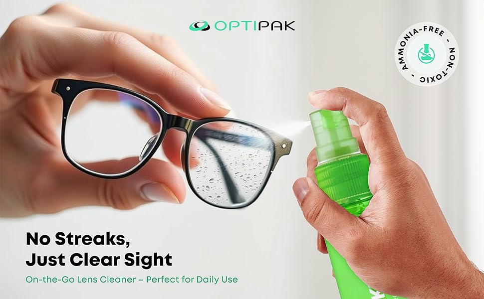 Eyeglass lens cleaner spray