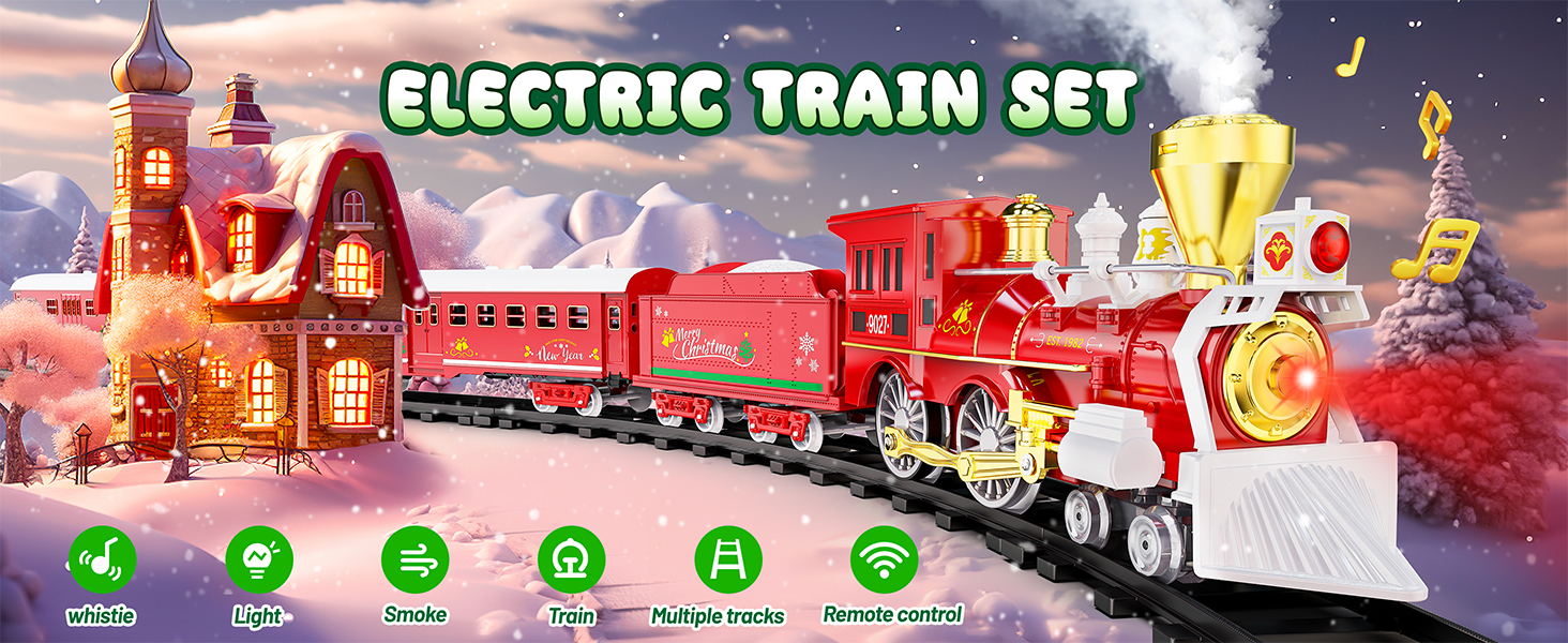 RC Train Set for Kids with Smoke, Lights & Sounds Steam