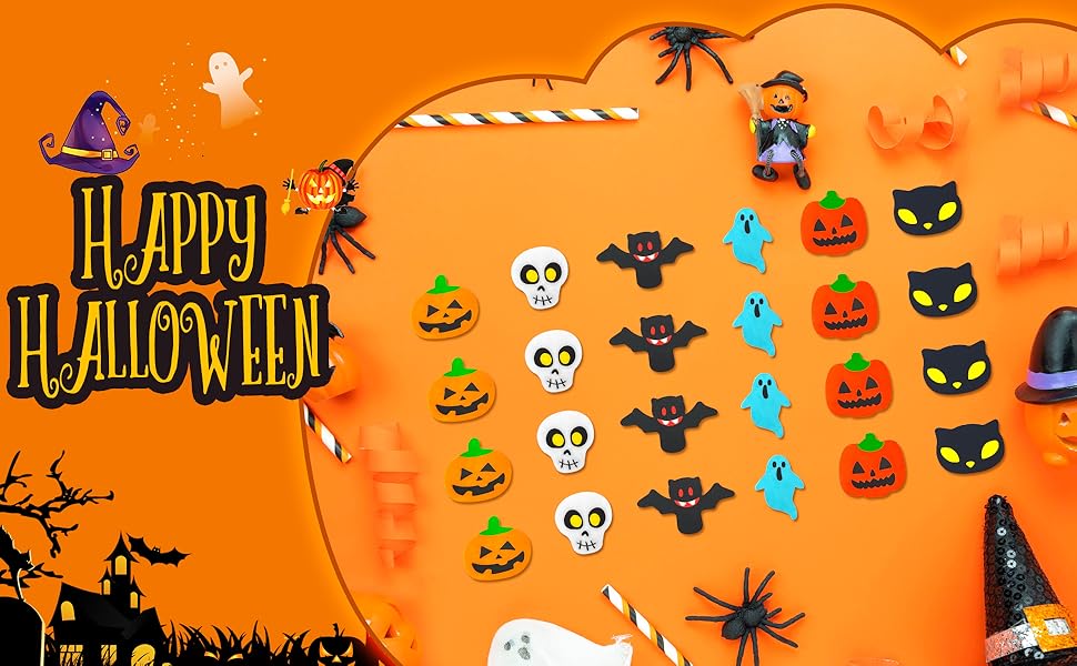 Kleeblatt Halloween Erasers for Kids Bulk 90pcs, 6 Styles Mini Fun Halloween Treats