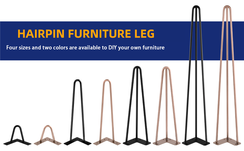 ROTHLEY Hairpin Legs 28 Inch Table Legs Metal 3 Solid Rods