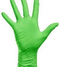 green disposable gloves