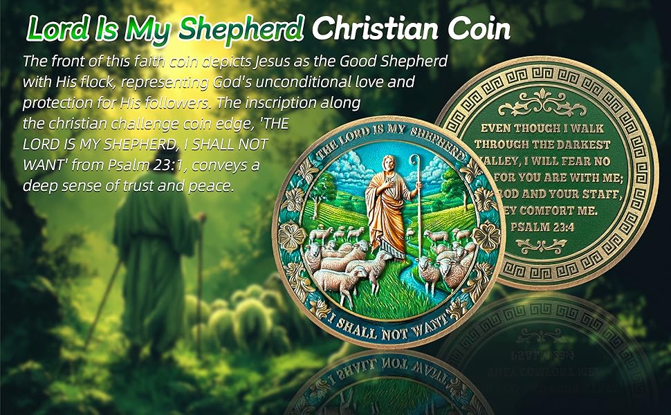 The Lord Is My Shepherd Christian Challenge Coin