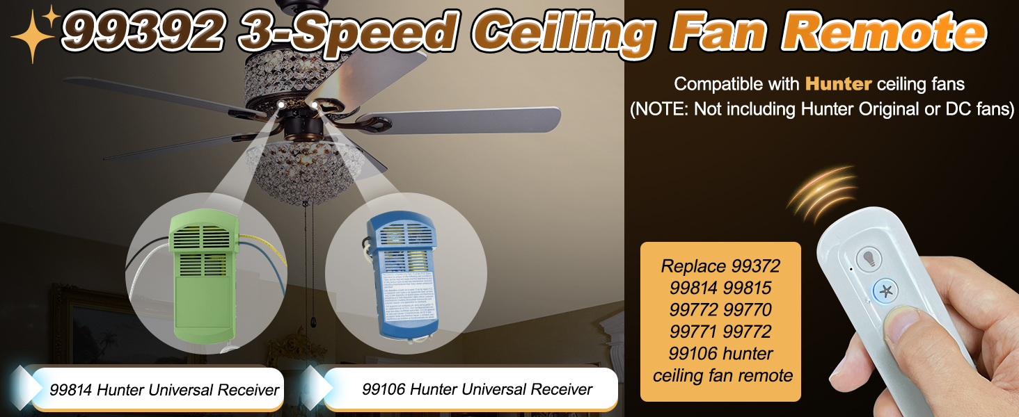 99372 99392 Replacement for Hunter Ceiling Fan Remote