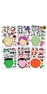 30 PCS Halloween Make A Face Stickers, 30 Pcs