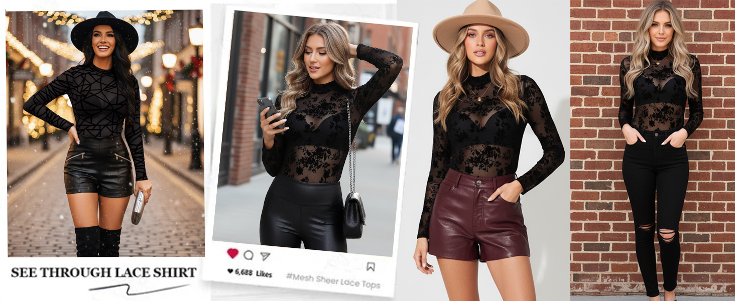 black lace tops for women