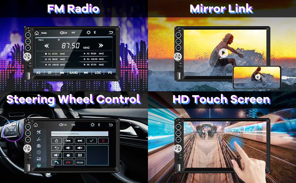 Double Din Apple CarPlay Car Stereo Android Auto Phone