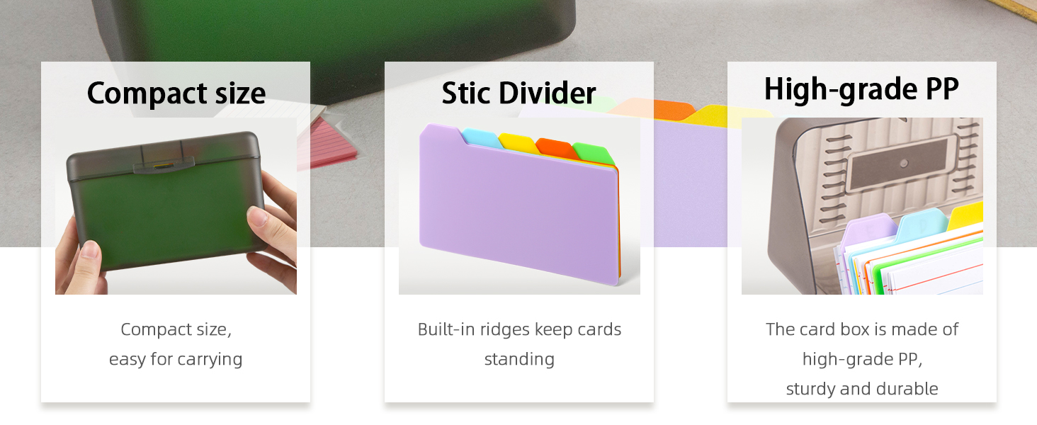 Koogel 3x5 Index Card Box, Index Card Organiser Case with 10 Plastic