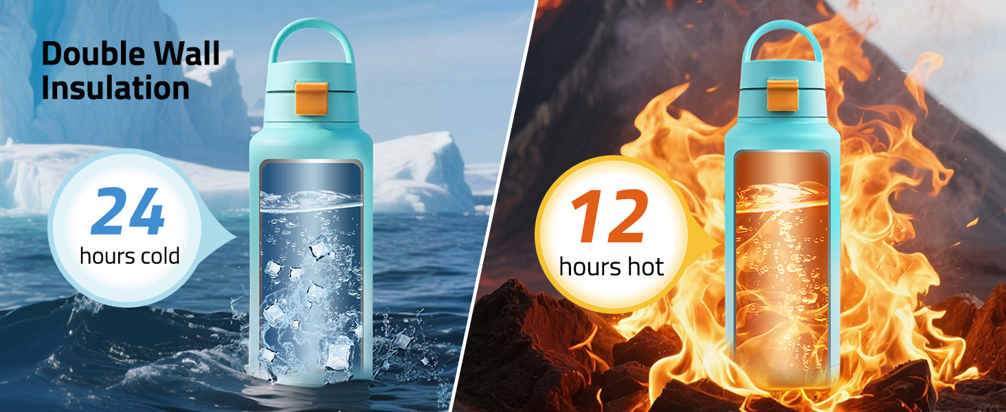 Double wall insulation - CVLIFE Insulated Stainless Steel Water Bottle with Straw
