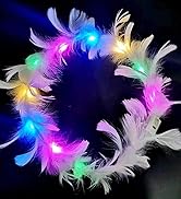 JONKY Feather Light Up Headband Led Crown Luminous Headdress Festival Party Glow Hair Accessories...