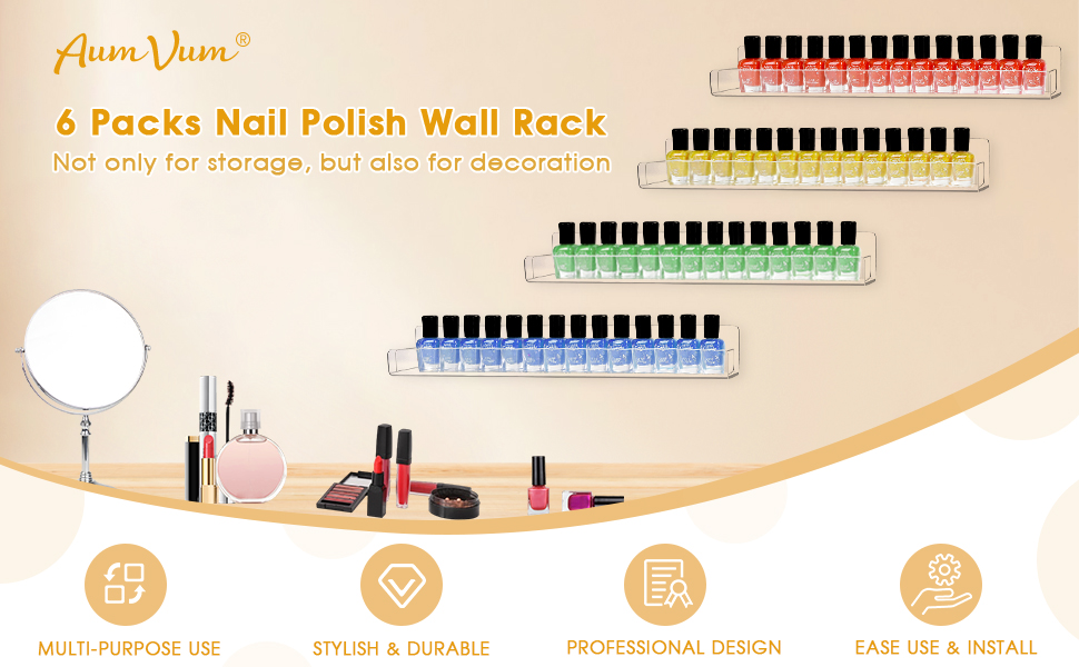 6 Packs Nail Polish Wall Rack
