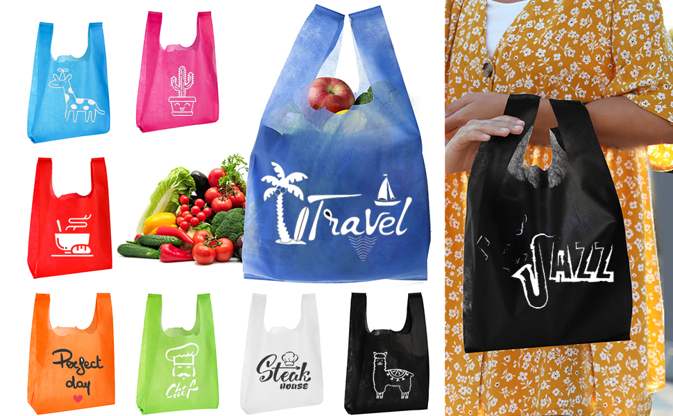 Okllen 40 Pack Reusable Fabric Grocery Bags, Heavy Duty