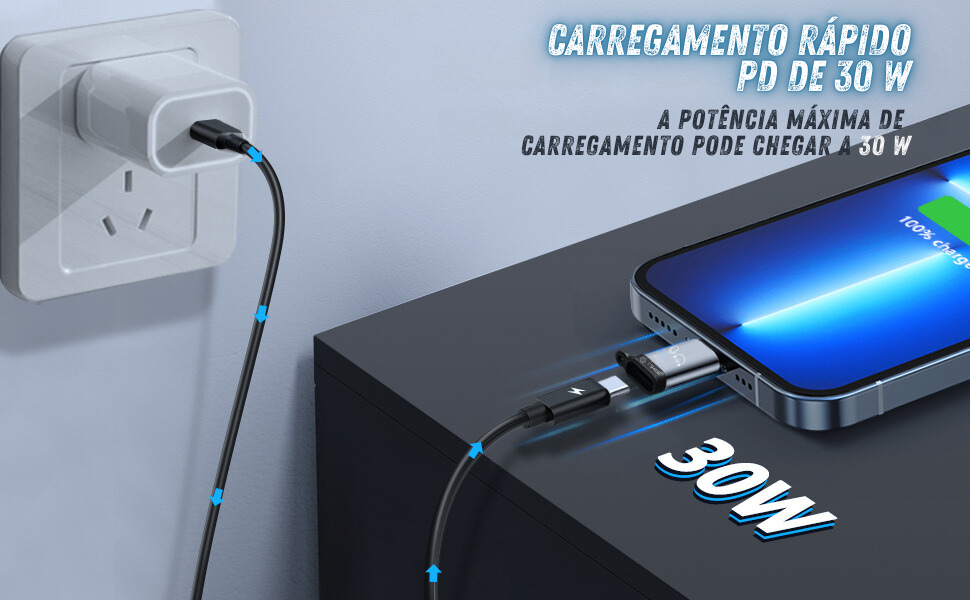 ADAPTADOR LIGHTNING MACHO - TIPO C FEMEA OTG