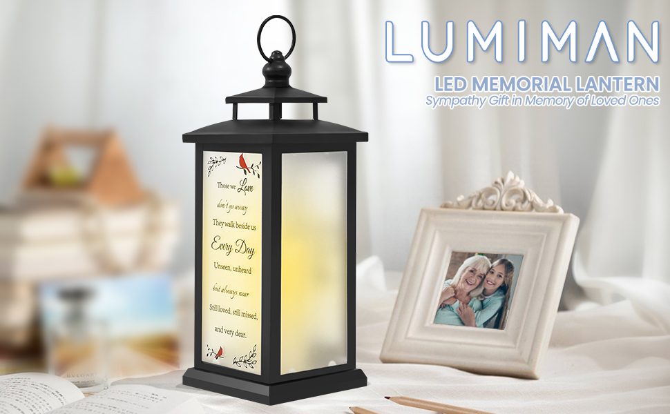 Memorial Lantern with Flickering LED Candle Remote