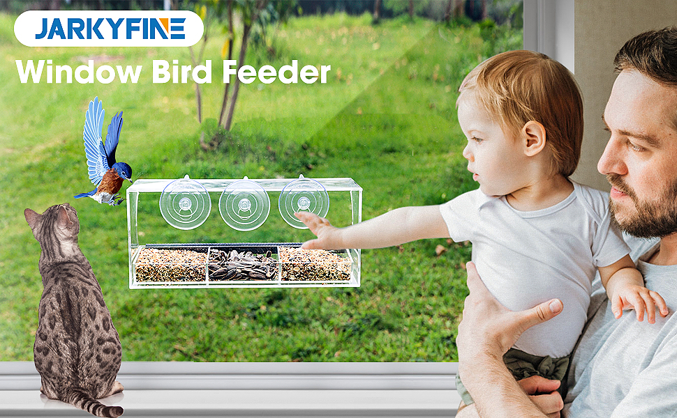 Jarkyfine Window Bird Feeder for Viewing with Strong