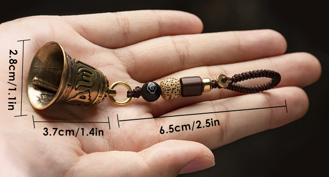 Chinese Feng Shui Bell Six Character Pure Brass Bells Window Door Home Pendant Car Keychains Beautiful Symbolism Good Luck Wealth and Safe for Home Decoration, Office Decoration(2.6x1.5x1.1in) 12 1