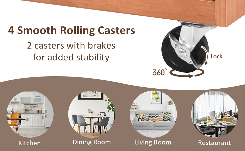 Kitchen Storage Island Cart on Wheels