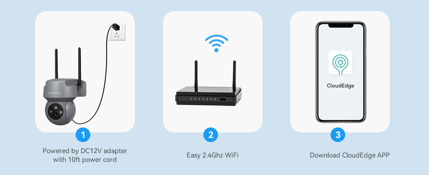 2K Wired Security Camera Outdoor, 360° PTZ Security