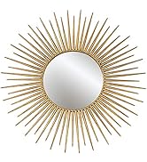 WHW Whole House Worlds Louis Burst Accent Mirror, Brilliant Reflective Glass, Circular Metal Fram...