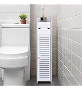 ShellKingdom Toilet Paper Holder Stand, Small Bathroom Storage Cabinet with Doors and Toilet Pape...