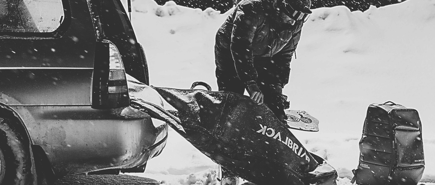 blackbriar snowboarder in black and white image