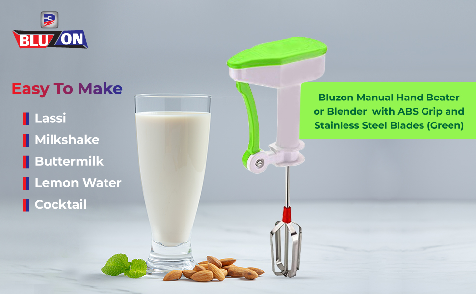Buy Bluzon Manual Hand Beater or Blender for lassi, Milkshake & Buttermilk with abs Grip and