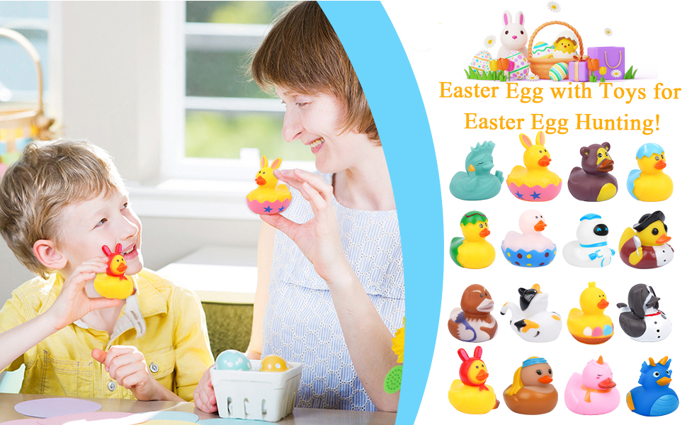 MUFEIRUO 13Pack Easter Eggs with Rubber Duck, Easter Basket