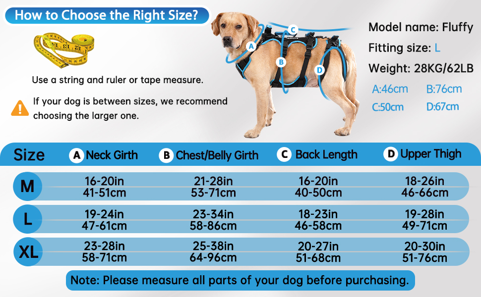 Lafoty Dog Lift Harness Help em up harness