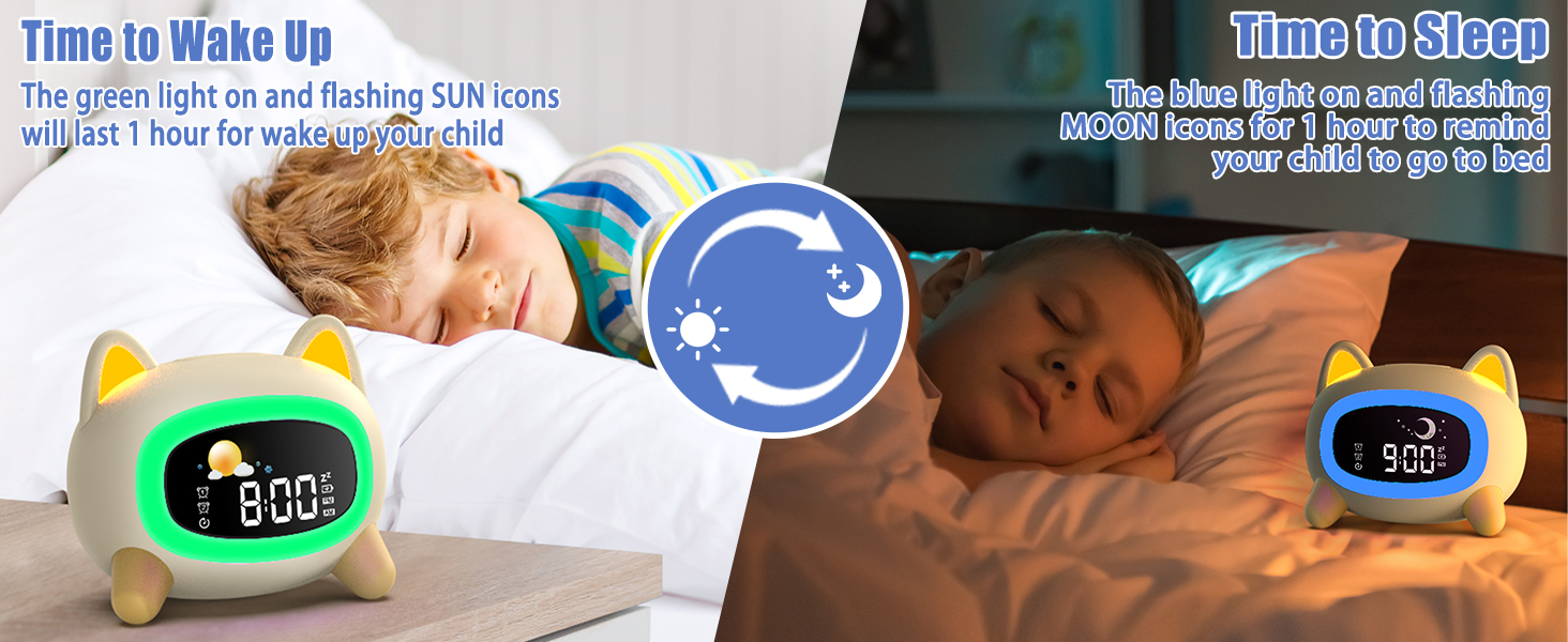 Lemnoi Kids Alarm Clock, Kids Sleep Trainer Clock, Wake Up Alarm Clock