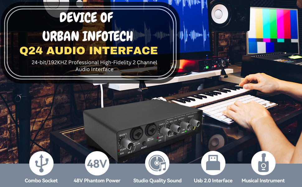 DEVICE OF URBAN INFOTECH Q24 USB Audio Interfaces, 24bit/ 192 kHz High