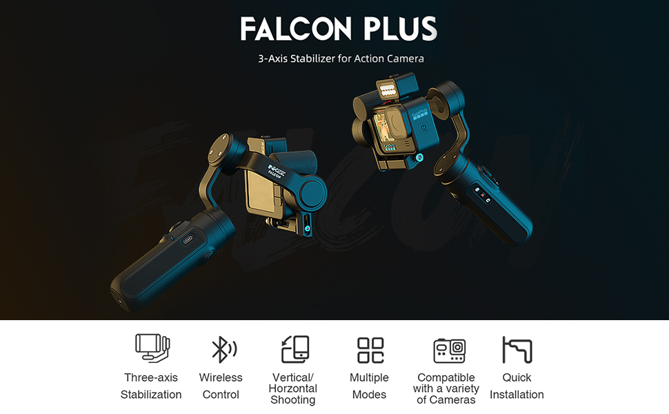 INKEE Falcon Plus Action Cameras Gimbal Stabilizer, Media Mode 9H ...