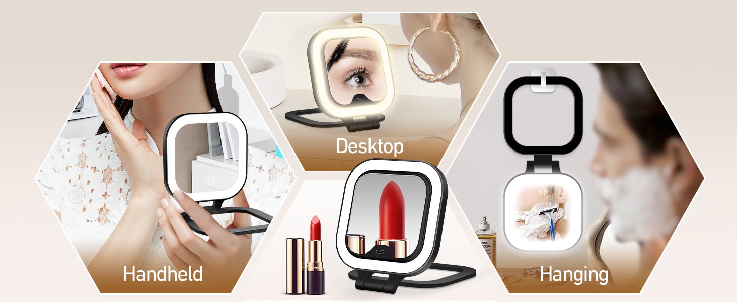 Amazon.com: GOMIPURU Travel Mirror with Light, 1x/30x Magnifying Mirror ...