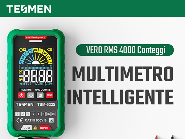 Multimetro Digitale TESMEN TSM-192 - Tester Automatico Con NCV E Torcia
