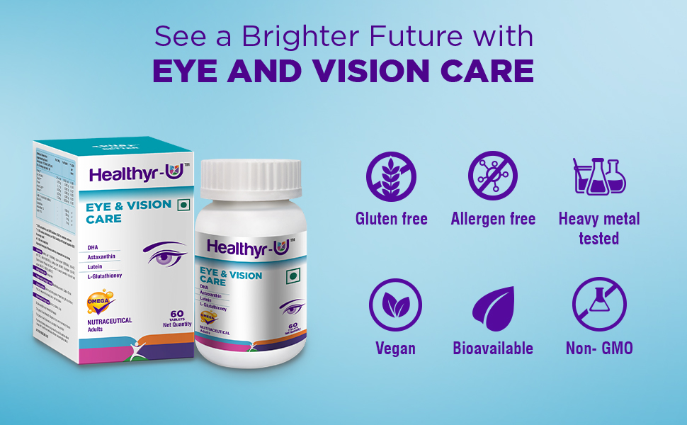 HealthyrU Eye & Vision Care Astaxanthin, Lutein, Glutathione and DHA