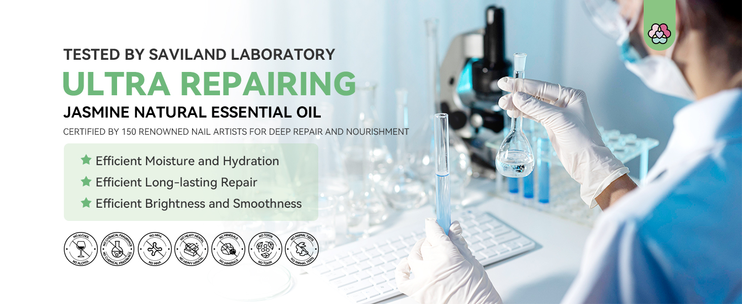Saviland Jasmine Essential Oil Ultra Repairing: 100% Natural Cuticle Oils Nail Strengthener & Growth for Damaged Skin Hand Oils Pure Plant-Based Jasmine Oils Organic Care Travel Bottle Pro SPA 17 Jasmine essential oil