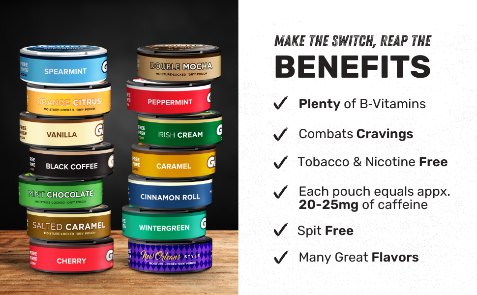 Grinds Coffee Pouches 6 Can Sampler Caramel, Black Coffee, Cinnamon