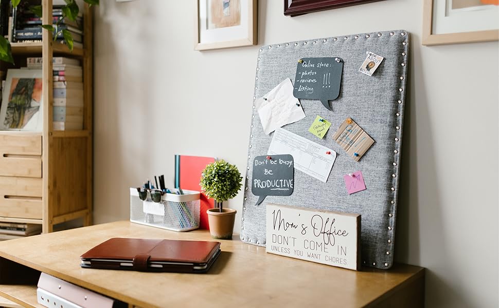 Black Framed Linen Cork Bulletin Board, Large Pin Boards for Walls 18 X 29 Inches