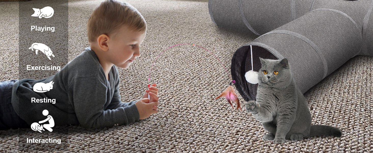 Ownpets Cat Tunnel Sturdy Oxford Fabric Cat Tunnel Toy, 4