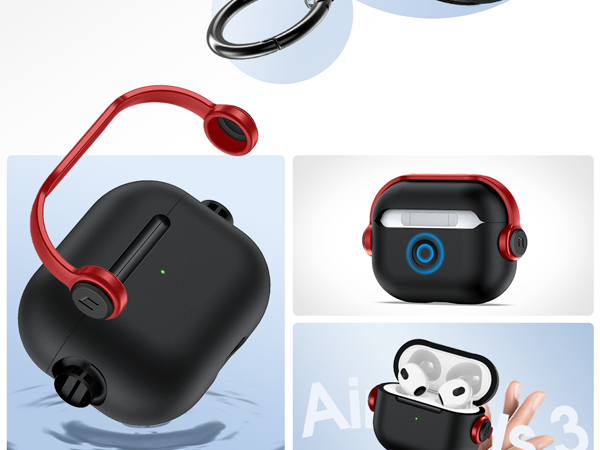 Anqrp AirPods 3 ケース シリコン 全面保護 赤色 黒色 Apple airpods3 ケース 第三世代 カバー AirPods1/2ケース