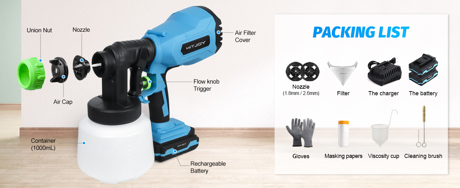 Battery Operated Paint Sprayer, 2 Battery Cordless