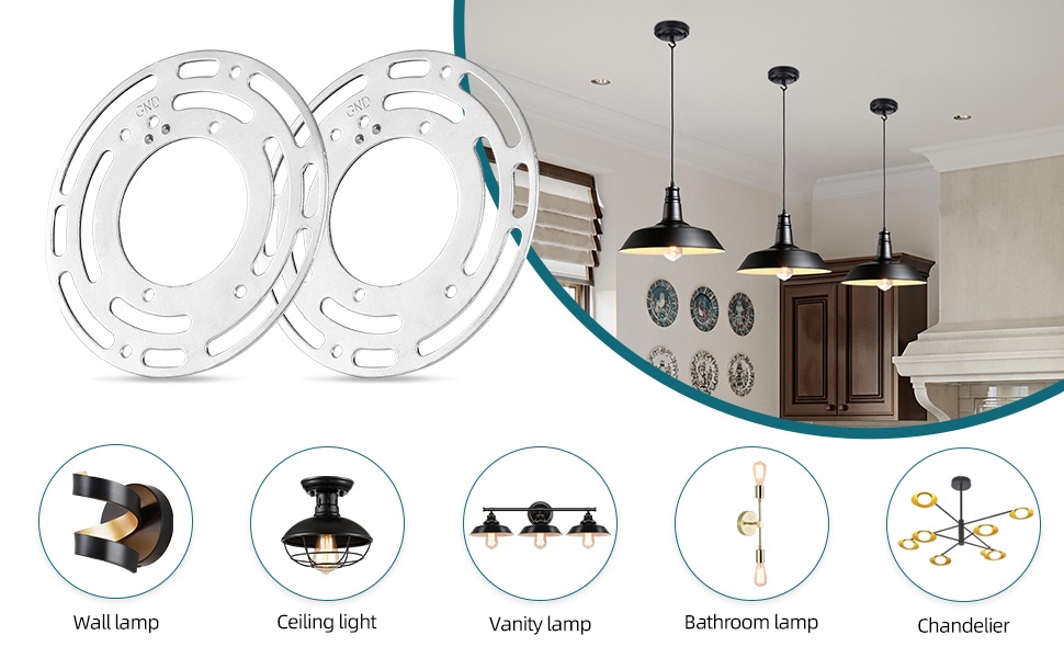 2 Pack Universal Light Fixture Crossbar Kit, 4 Inch Diameter Circle