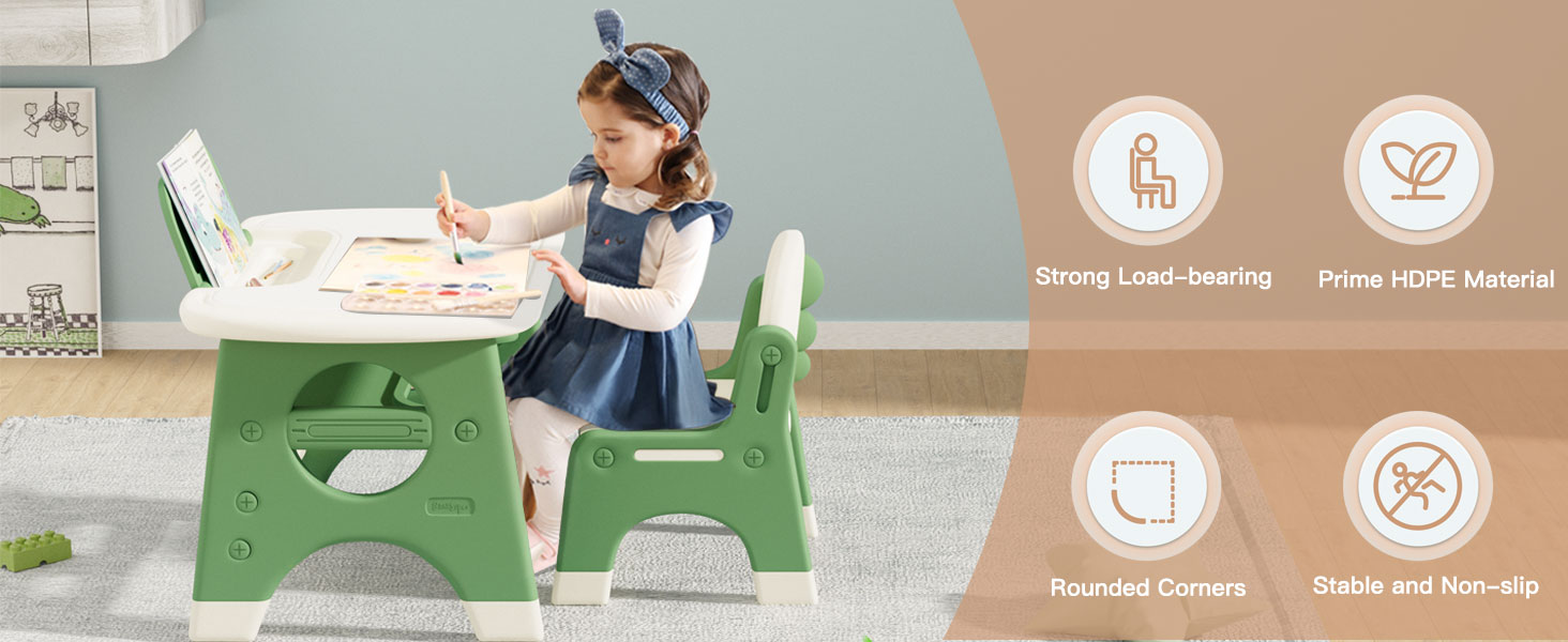BanaSuper Kids Drawing Table and Chair Set with Erasable Board