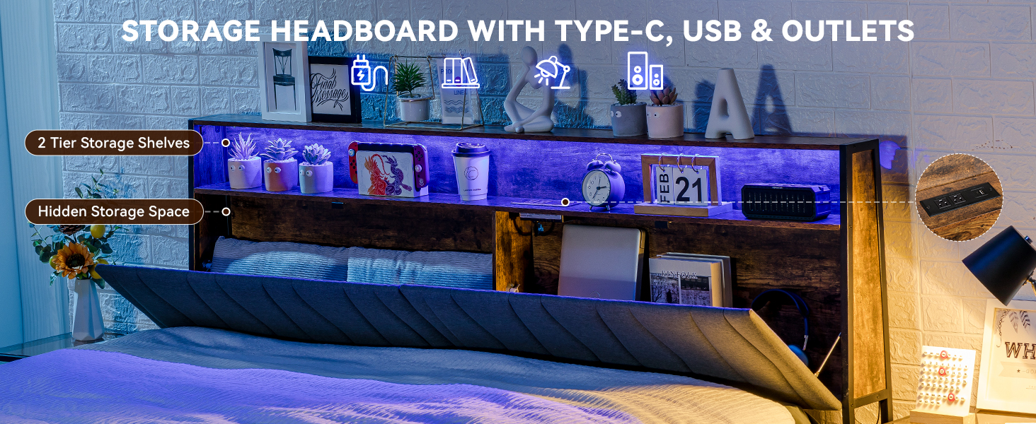 COMHOMA King Size Bed Frame, Platform Bed Frame with