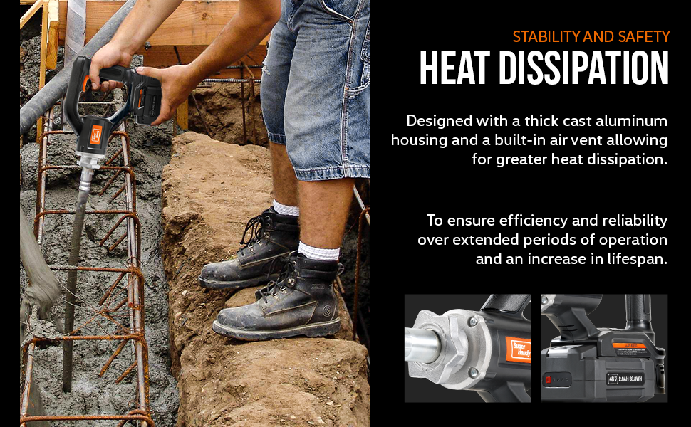 SuperHandy Concrete Vibrating Power Tool, 13k VPM, 4.9’ Ft