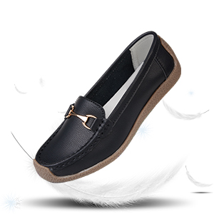 Rodawu Women Leather Loafer Shoes Ladies Moccasins Flat Shoes Casual Comfy Walking Shoes Driving Shoes Boat Nuring Shoes 17 ladies loafers