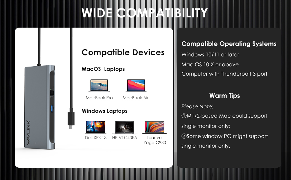 WAVLINK Thunderbolt 3 Mini Docking Station with 40Gbps Data