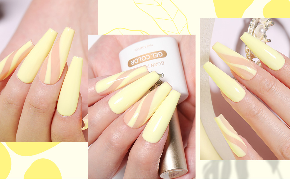 BORN PRETTY Yellow Gel Nail Polish Soak Off UV LED Nail Lamp Gel Polish